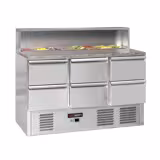 Commercial Saladette Counter ECO - 1368mm - 402L - 6 drawers - open top for 8 x GN 1/6 & stainless steel hinged lid
