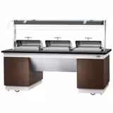 Heated Bain Marie Counter DUBLIN - 2300mm - with Bain Marie Well + Flat Glass Sneeze Guard - on Castors