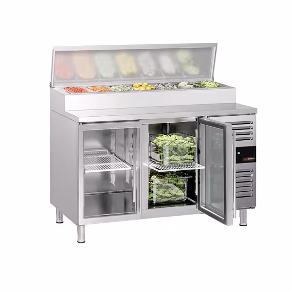 Saladette PREMIUM - 1360x700mm - 2 glasdeuren - voor 7x GN 1/3