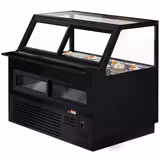 Koeltoonbank KAISA - 1500x1048mm - 420 liter - kleur zwart - dubbel glas - achterzijde 2 schuifdeuren - rechte ruit
