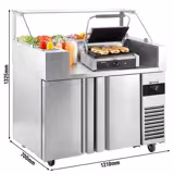 Commercial Saladette Prep Counter - 1210x700mm - with 2 Doors - for 9x GN 1/6 - incl. Digital contact grill