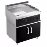 Fry Top Elettrico Professionale - 13,8 kW - Liscio e Rigato - Superficie di cottura: 795x535mm - incl. base armadiata con 2 porte