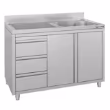 Evyeli Dolaplı Tezgah ECO - 1200x700mm - 1 evyeli sağ evyeli- 3 çekmece