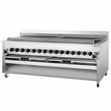 Grelhador de espetos a gás - 2000mm - para Adana e Shish kebab - Com móvel - para 30 espetos com rotação automática - 15 queimadores - 43kW
