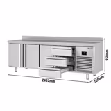 Koelwerkbank Premium PLUS - 2452x700mm - met 3 deuren, 3 laden & met achterwand