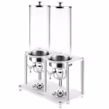 Cereal Dispenser - ROTATION - double - Rotary Dispense - 2 Plastic Containers - 2x 3.7L - Stainless Steel Stand