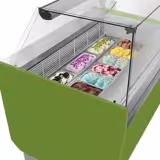 Ice Cream Serve Over Counter | LIAM - 1310mm - with LED lighting - for 10 x 5 litres Napoli pans - Light Green - Static cooling