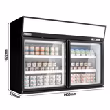 Raft congelator de perete pentru supermarket - 1450 mm - 232 litri - cu 2 uși și 2 rafturi - negru