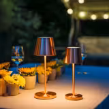 (4 stuks) Tafellamp - MERLE Micro - LED - oplaadbaar - draadloos - IP54 - dimbaar in 3 standen - Ø80mm - Koper