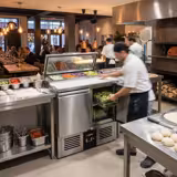 Saladette réfrigérée PREMIUM - 900mm - 159L - 2 portes - avec découpe pour 4x GN 1/3 & Couvercle verre