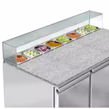 Saladette réfrigérée ECO - 1368mm - 368L - 3 portes - avec vitrine de comptoir pour 8x GN 1/6