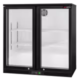 Barkoelkast - 900mm - 220 Liter - met 2 glazen klapdeuren - zwart