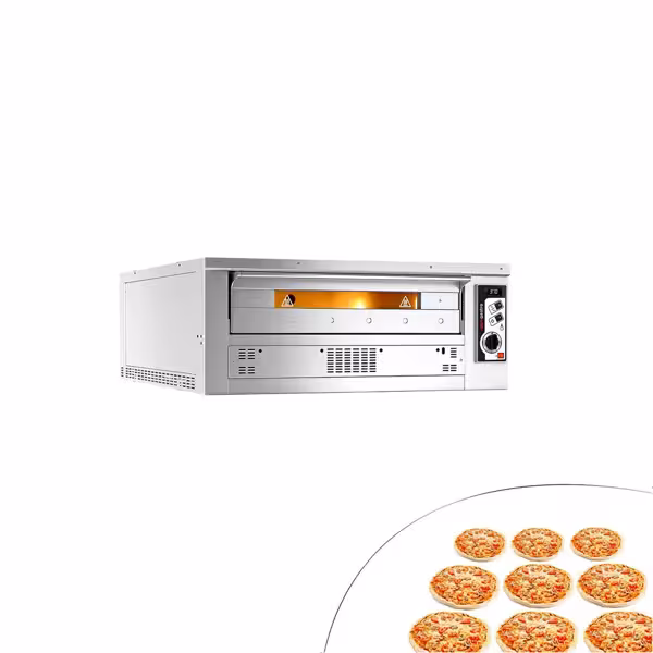 Forno de pizza a gás - (Base em pedra refratária) - 9x Ø33cm - 230V - Eletromecânico - até 370°C - incl. Dízes para gás liquefeito e gás natural