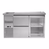 Comptoir de bar réfrigéré Premium PLUS - 1550x700mm - 1 porte vitrée & 2 tiroirs