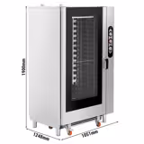 Elettrico - Forno combinato a vapore - Elettromeccanico - 40x GN 1/1 oppure 20x GN 2/1 - incl. Sonda al cuore & Sistema di lavaggio- incl. Carrello portavassoi