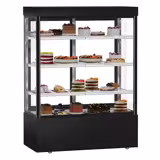Koel- & Gebaksvitrine MADRID - 1010 liter - 1500mm - dubbel glas - met 3 glazen plateaus - zwart matt