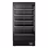 Commercial multideck display fridge - 1002mm - 440L - with 2 sliding glass doors & 4 shelves - Black