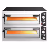 Electric Deck Pizza Oven - Twin Deck - Refractory Stone Deck - 6+6 - Ø 35cm (13.8") - up to 450°C - Mechanical Controls