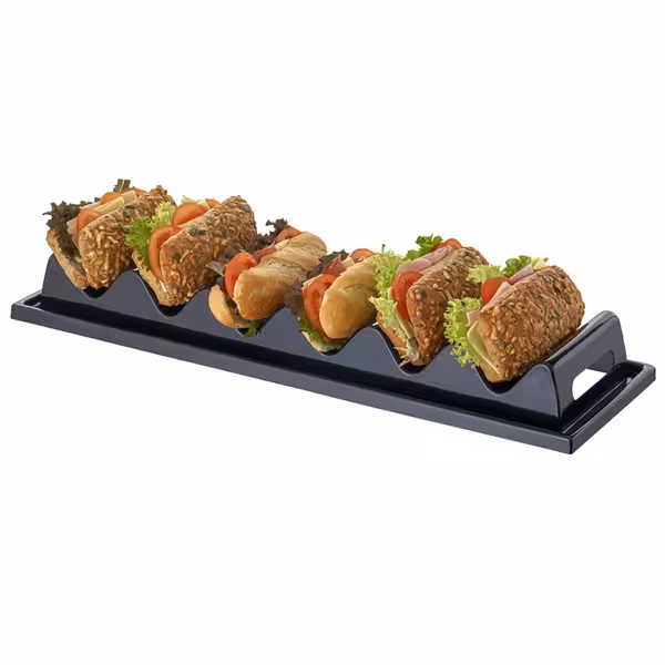 Snackdisplay - met 6 vakken - Polystyreen - Zwart - met handgreep - met sapgeul