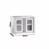 Edelstahl Wandhängeschrank - 800x400mm - mit Glasflügeltür - 650mm hoch