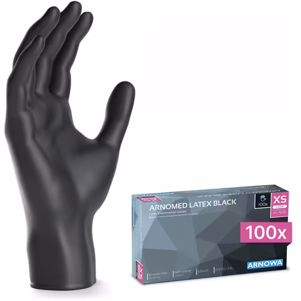 (10 stuks) ARNOWA | Wegwerp latex handschoenen - 100 stuks - Maat XS - Zwart