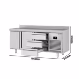 Koelwerkbank PREMIUM PLUS - 1960x700mm - 2 deuren - 3 lades - met spatrand - 465 liter