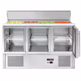 Saladette ECO - 1368mm - 3 glazen deuren - met RVS deksel voor GN 1/1