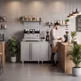 Szafka robocza - do ekspresu do kawy - 1800x600mm - z 4 parami drzwi skrzydłowych i z rantem