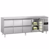 Mostrador refrigerado ECO - 2,2 x 0,7 m - con 1 puerta y 6 cajones 1/2