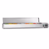 Commercial Countertop Refrigerated GN Topping Rail ECO – 9x GN 1/3 - 2000×395 mm - Stainless lid - Black Front