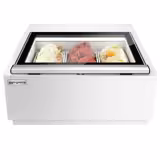 Countertop Ice Cream Display Freezer - 670mm - Static cooling - for 3 x 5 litres Napoli pans - White - hinged glass lid