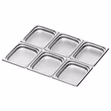 (6 peças) Recipientes em aço inoxidável GN 1/2 - altura 40mm