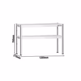 Étagère supérieure en inox – 2 niveaux – 1200 × 370 mm – hauteur réglable