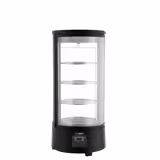 Countertop 4-Sided Glass Display Fridge - Double glazing - round - 73L - 503mm - with 4 rotating shelves - 1 glass door - for patisserie - Black