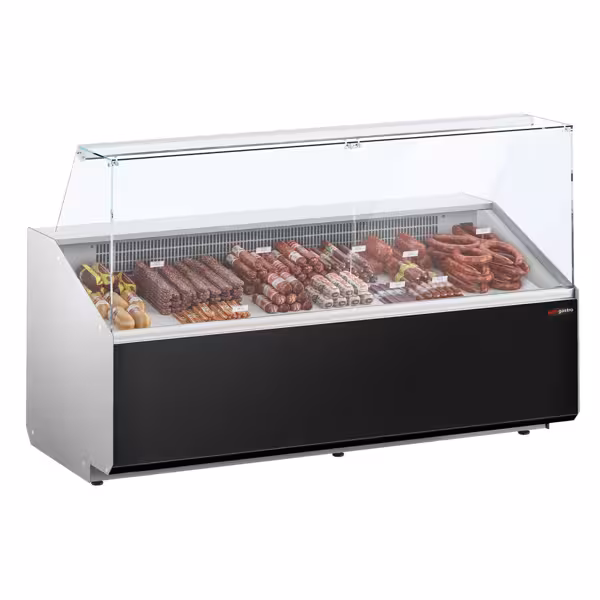 Banco gastronomia professionale - 2506x979mm - 512 L - Vetro dritto - Colore Grigio scuro - Pannello frontale Nero RAL9017