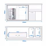 Comptoir de bar réfrigéré Premium PLUS - 1950x700mm - 2 portes	