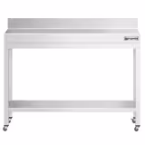 Edelstahl Arbeitstisch PREMIUM - 1000x800mm - mit Grundboden, Aufkantung & Rollen