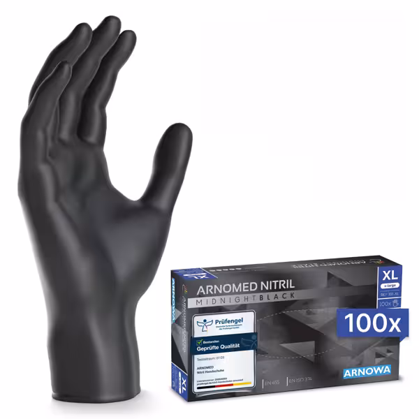 (10 adet) ARNOWA | Tek kullanımlık nitril eldiven - 100 adet - XL Beden - Siyah