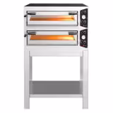 Forno elettrico per pizza - 917x884mm - 4+4 pizze Ø30cm - 450°C - Meccanico - incl. Sottotelaio/Supporto