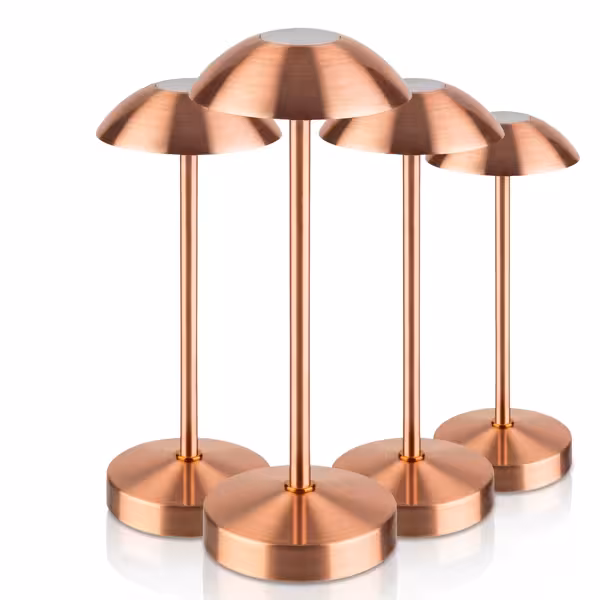 (4 stuks) Tafellamp - ALVA Micro - LED - oplaadbaar - draadloos - IP54 - dimbaar in 3 standen - Ø80mm - Koper