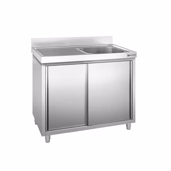 Allaskaappi PREMIUM - ruostumattomasta teräksestä - 1000x700 mm - 1 allas - allas oikealla