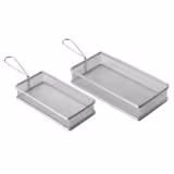 (6 db) Sültkrumpli tálaló kosár - SNACKHOLDER - rozsdamentes acél - szögletes - 260x130x50 mm