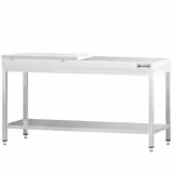 Edelstahl Arbeitstisch PREMIUM - 2000x800mm - mit Grundboden - inkl. 1/2 Schneideplatte Weiß