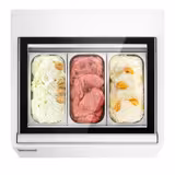 Countertop Ice Cream Display Freezer - 670mm - Static cooling - for 3 x 5 litres Napoli pans - White - hinged glass lid