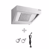 Exaustor de parede PROFISSIONAL - 800mm - com filtros baffle em inox, iluminação e com calha/coletor e torneira de drenagem de gorduras