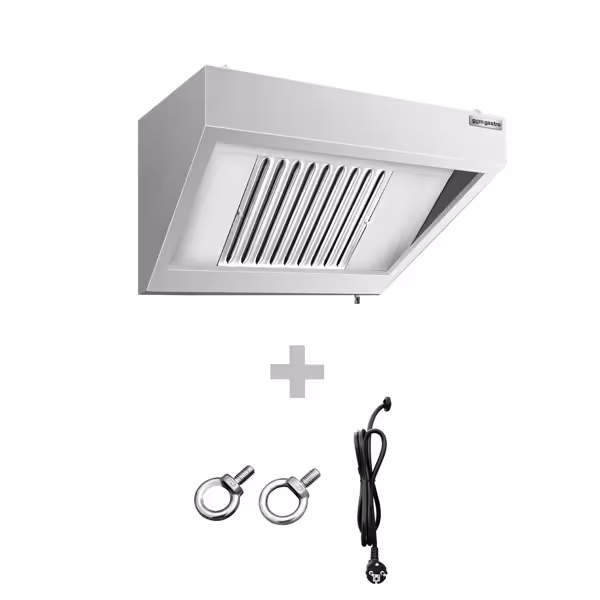 Commercial Wall-Mounted Extraction Canopy - 800mm - with Baffle Filters & LED Lighting