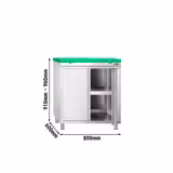 Edelstahl Arbeitsschrank PREMIUM - 800x600mm - mit Flügeltür inkl. Schneideplatte Grün