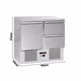 Commercial Counter Fridge ECO - 903x700mm - with 1 door - 2 drawers - capacity 240 litres