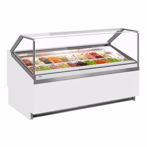 Vetrina Gelato IVY - 1919mm - Refrigerazione ventilata - per 20x Vasca da gelato da 5 Litri - Bianco