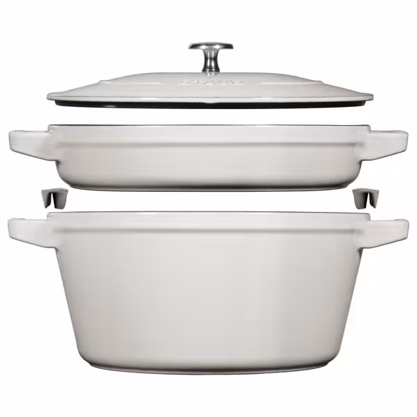 STAUB | STACKABLE SET - Kookpannenset - 2 stuks - Ø 240mm - Gietijzer - Witte truffel